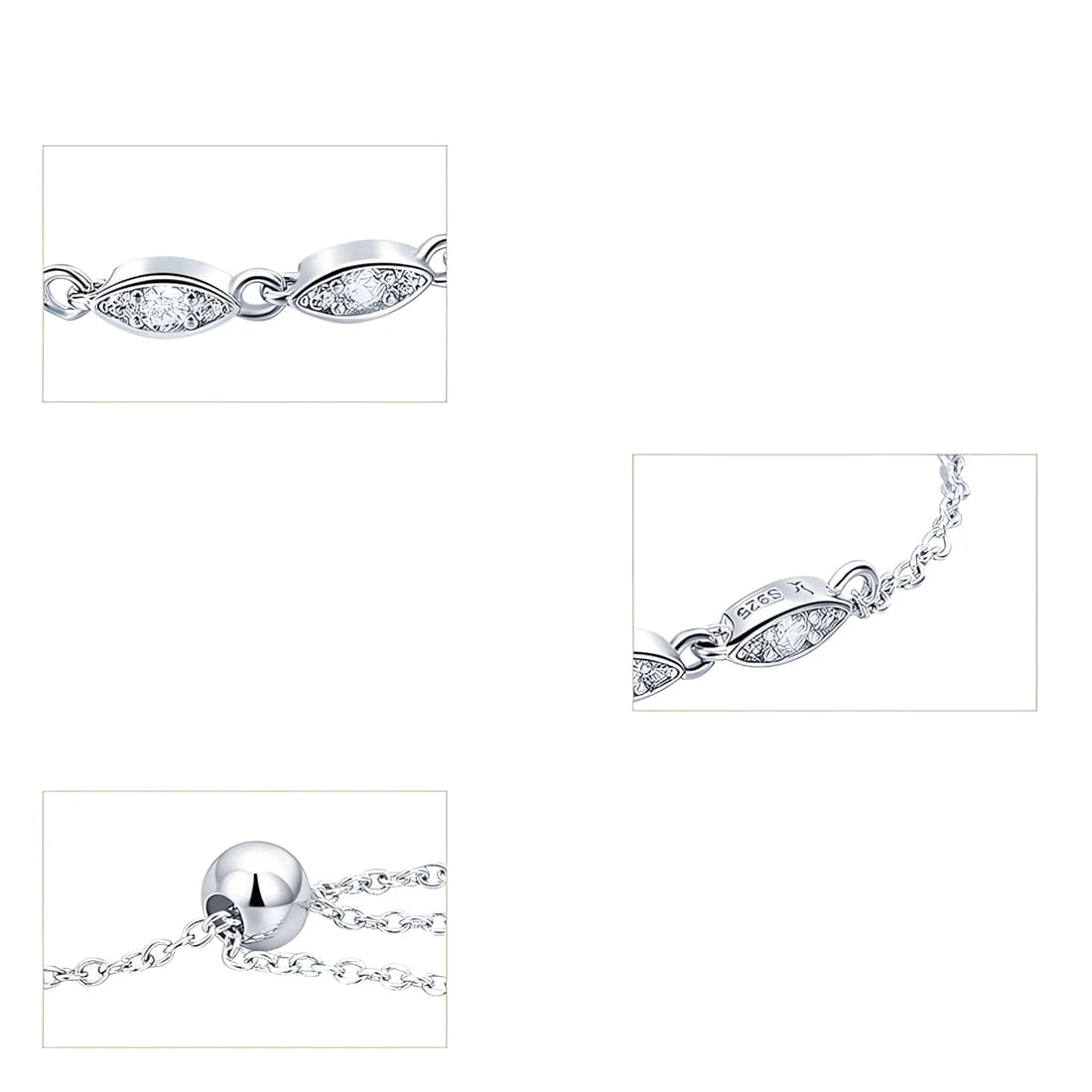 Pulsera Brillante <myexti><span>Plata de Ley 925, chapada en oro blanco, con circonitas y longitud ajustable</span></myexti> - Imagen 5