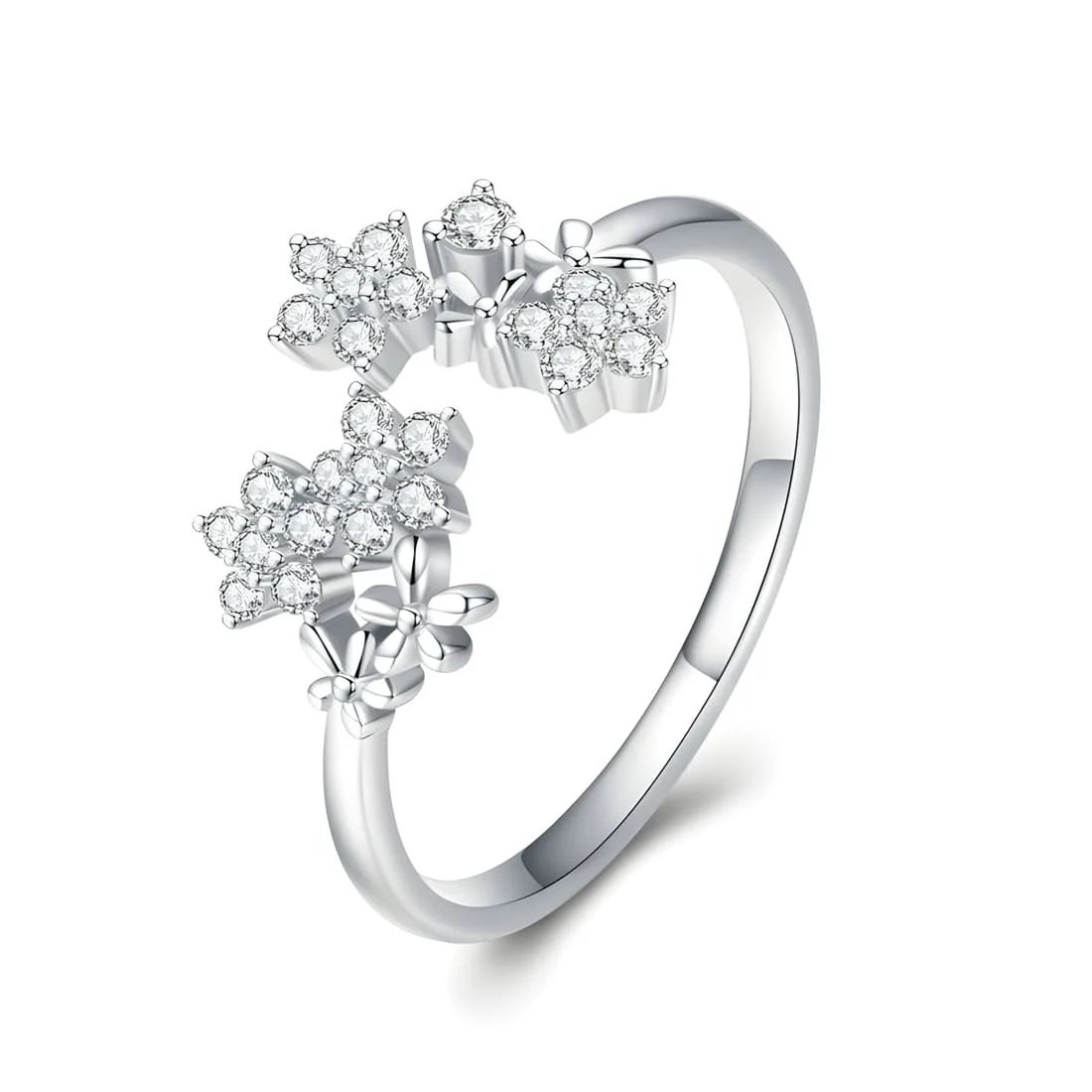 Anillo Ramo de Flores <myexti><span>Plata de Ley 925, chapada en oro blanco, con circonitas - ajustable</span></myexti>