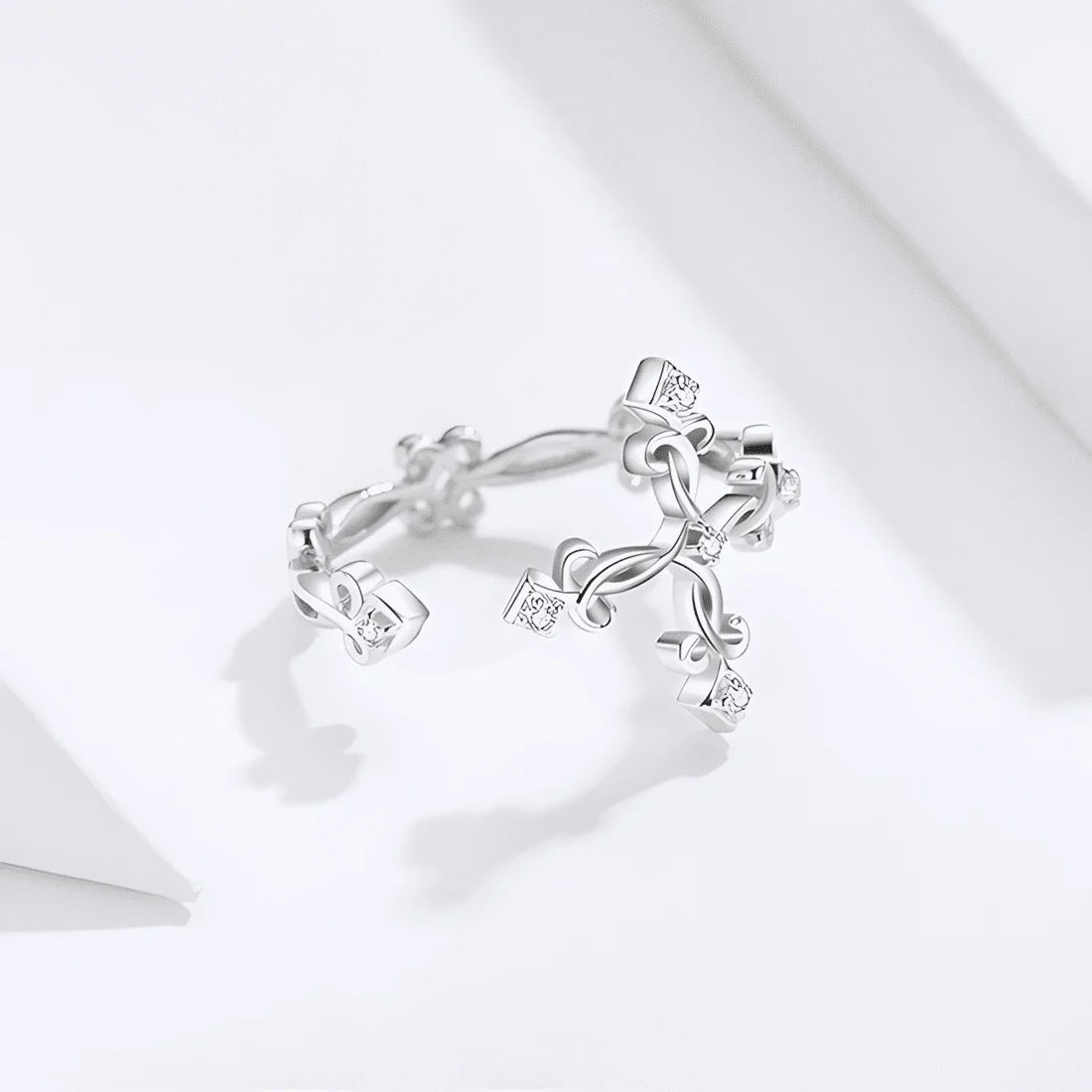 Anillo Cruz Antigua <myexti><span>Plata de Ley 925, chapada en oro blanco, con circonitas - ajustable</span></myexti> - Imagen 6