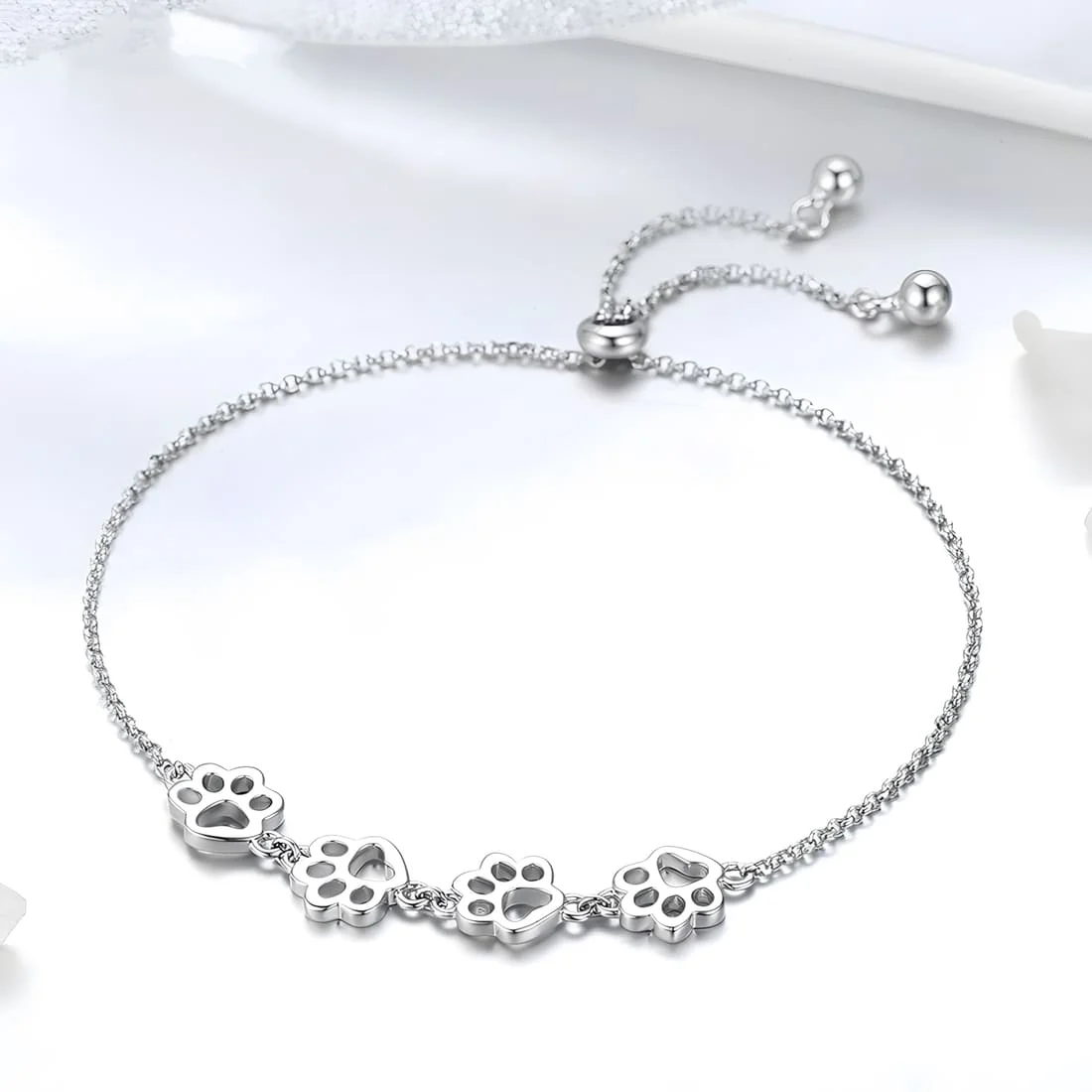 Pulsera Cuatro Patas <myexti><span>Plata de Ley 925, chapada en oro blanco, con longitud ajustable</span></myexti> - Imagen 3