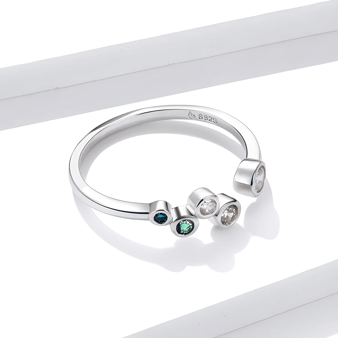 Anillo de Burbujas <myexti><span>Plata de Ley 925, chapada en oro blanco, con circonitas de colores - ajustable</span></myexti> - Imagen 5