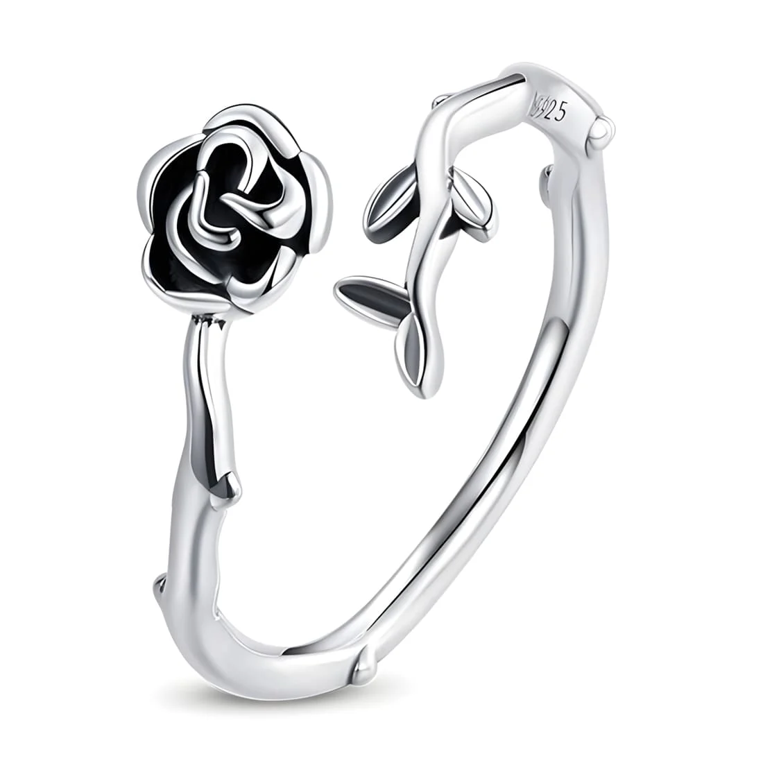 Anillo de Rosa <myexti><span>Plata de Ley 925, chapada en oro blanco - ajustable</span></myexti>