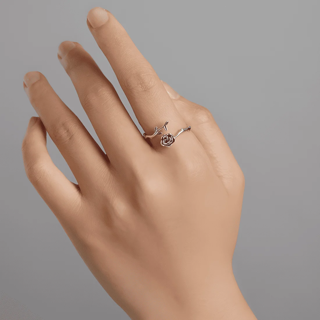 Anillo de Rosa <myexti><span>Plata de Ley 925, chapada en oro blanco - ajustable</span></myexti> - Imagen 7