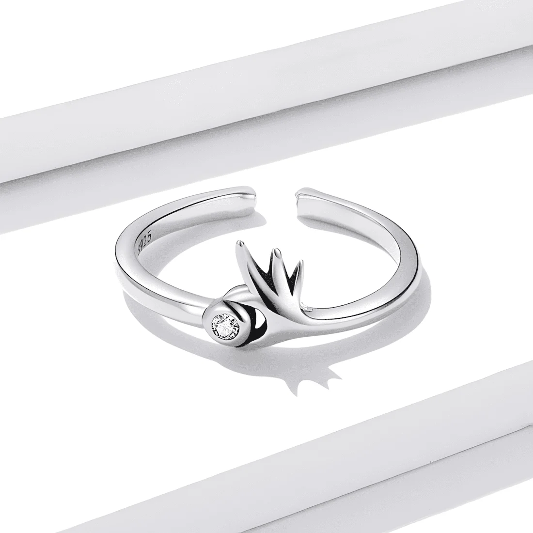 Anillo Mano Brillante <myexti><span>Plata de Ley 925, chapada en oro blanco, con circonitas - ajustable</span></myexti> - Imagen 4