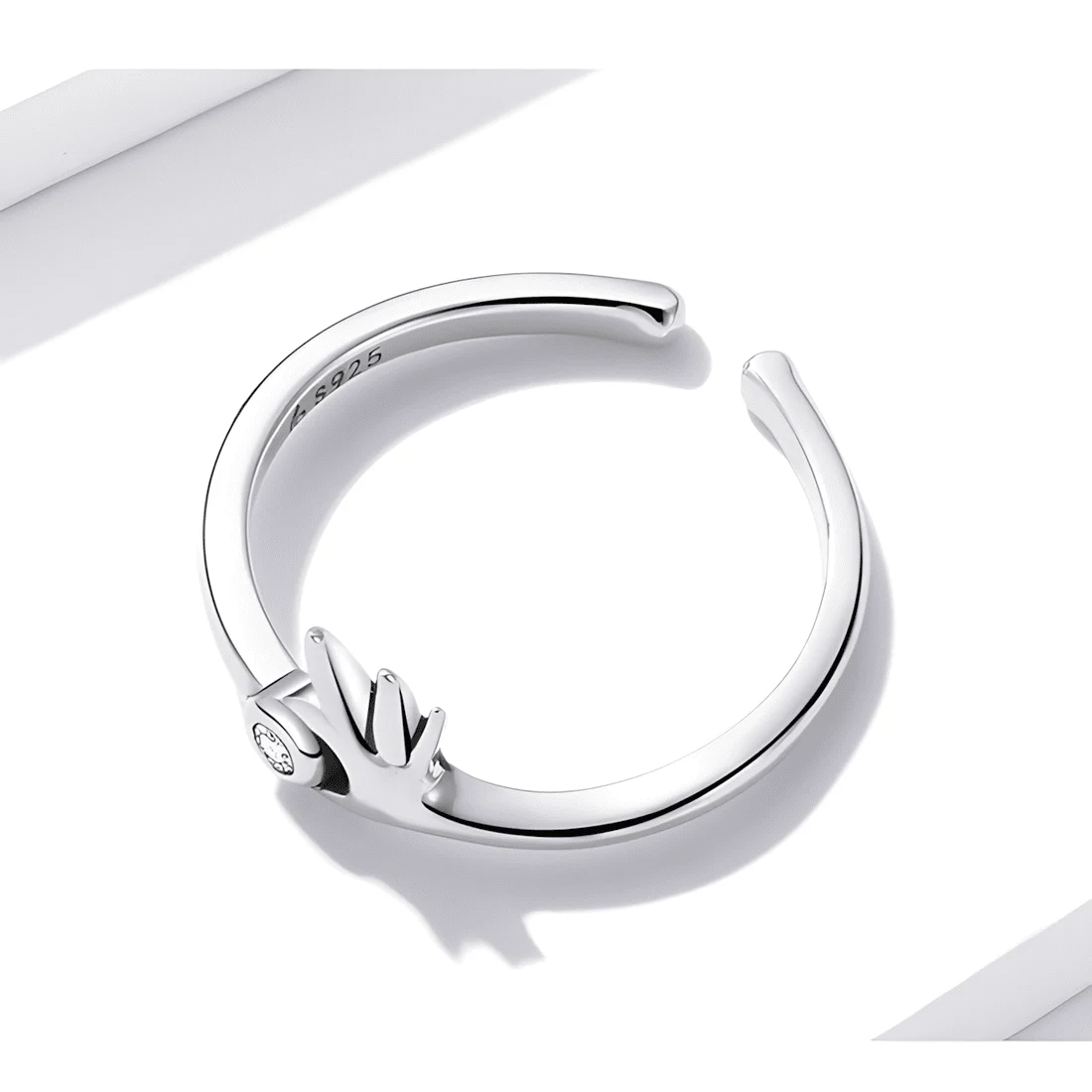 Anillo Mano Brillante <myexti><span>Plata de Ley 925, chapada en oro blanco, con circonitas - ajustable</span></myexti> - Imagen 5