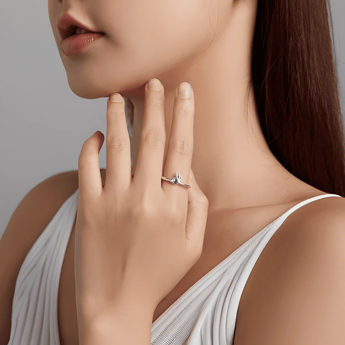 Anillo Mano Brillante <myexti><span>Plata de Ley 925, chapada en oro blanco, con circonitas - ajustable</span></myexti> - Imagen 6