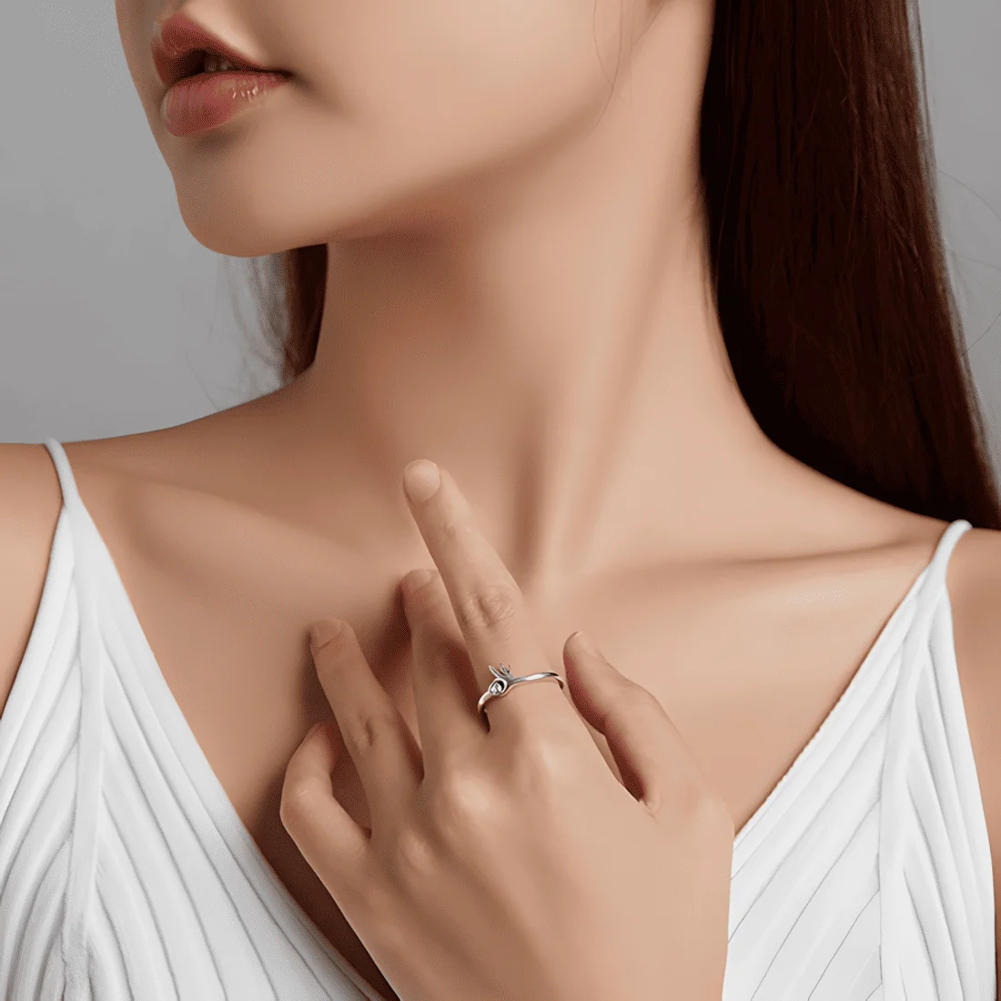 Anillo Mano Brillante <myexti><span>Plata de Ley 925, chapada en oro blanco, con circonitas - ajustable</span></myexti> - Imagen 7