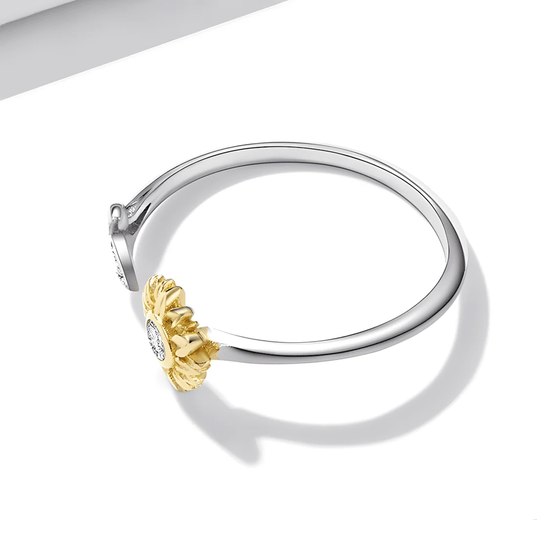 Anillo de Girasol <myexti><span>Plata de Ley 925, chapada en oro blanco y pétalos chapados en oro amarillo, con circonitas - ajustable</span></myexti> - Imagen 5