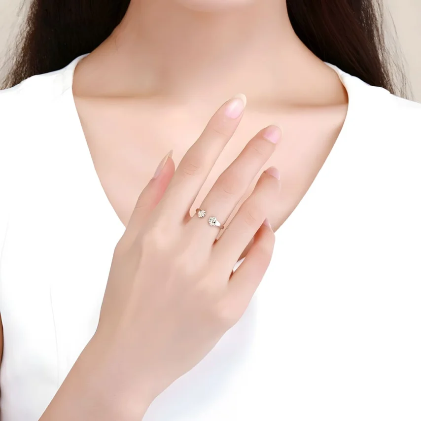 Anillo de Patas Doradas <myexti><span>Plata de Ley 925, chapada en oro blanco, con patas chapadas en oro amarillo - ajustable</span></myexti> - Imagen 2