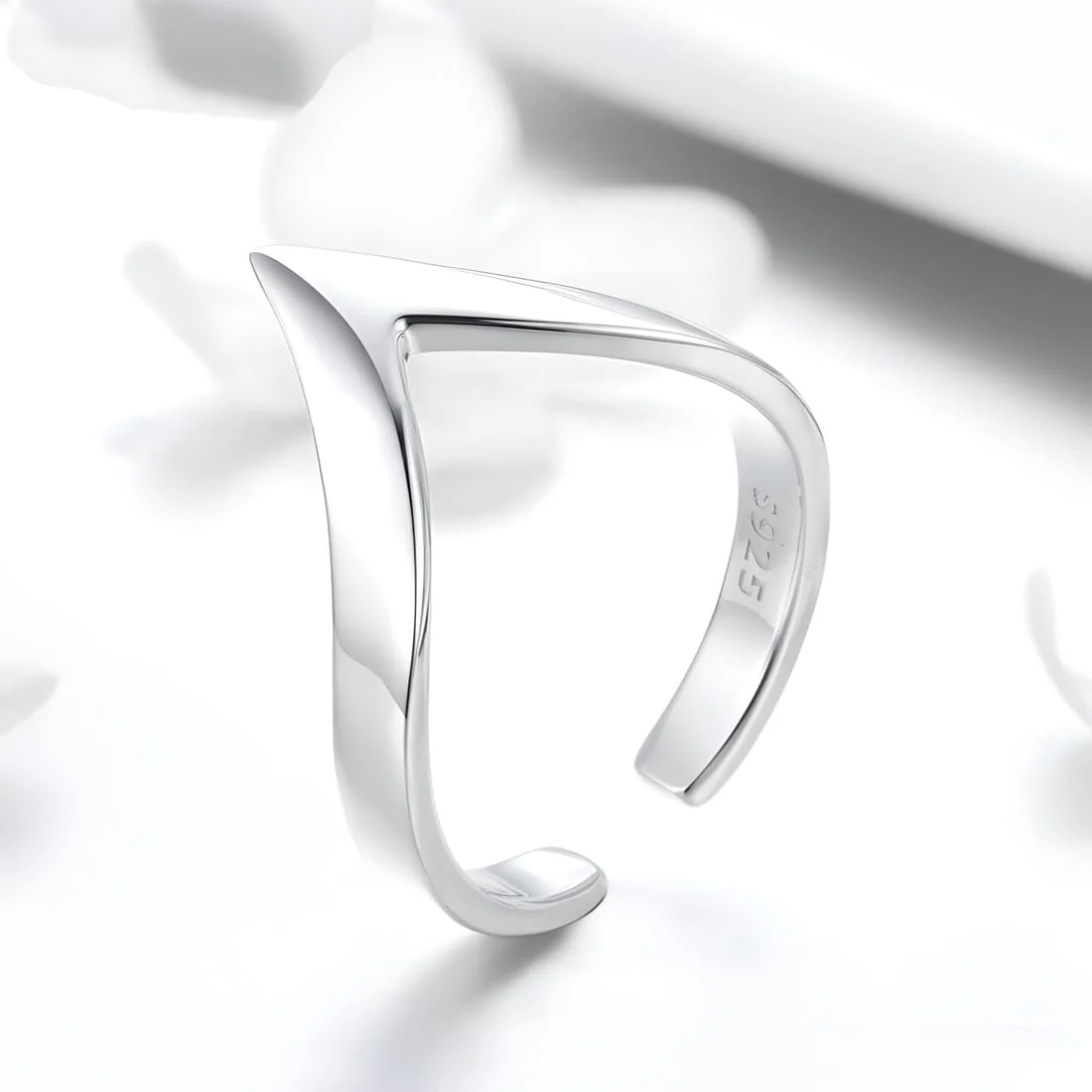 Anillo en Forma de V <myexti><span>Plata de Ley 925, chapada en oro blanco - ajustable</span></myexti> - Imagen 3