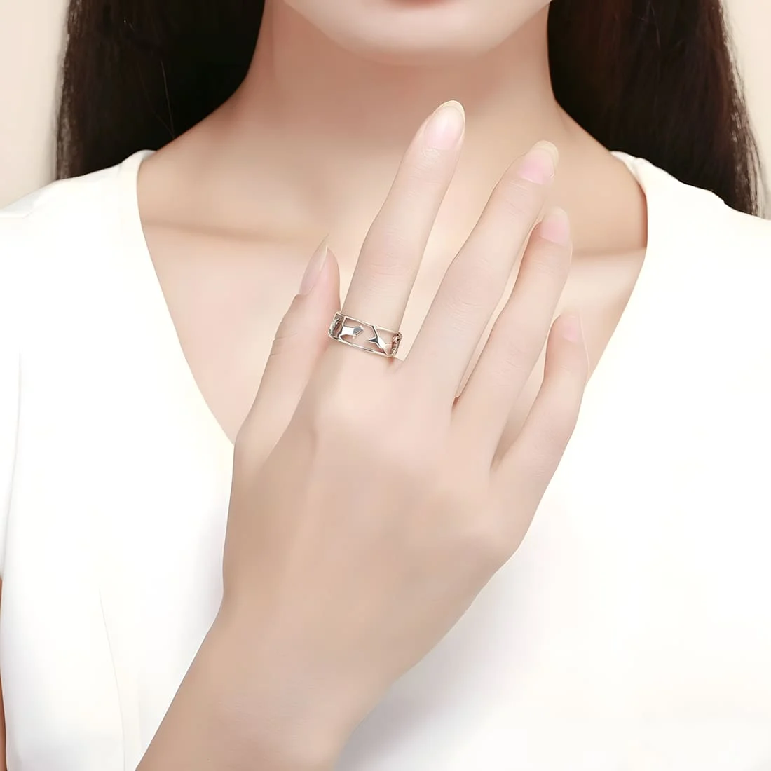 Anillo de Gato Saltando <myexti><span>Plata de Ley 925, chapada en oro blanco - ajustable</span></myexti> - Imagen 2