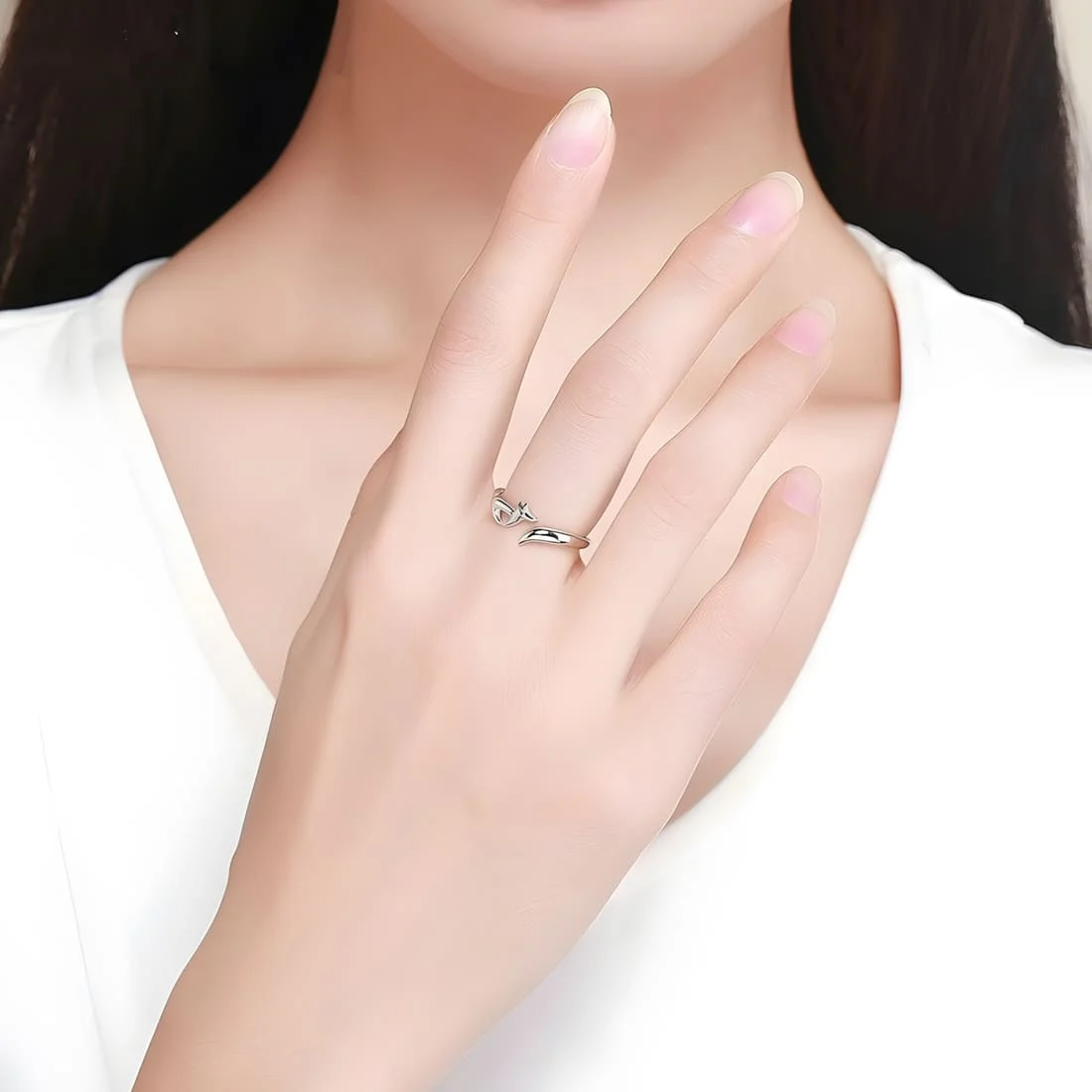 Anillo de Zorro <myexti><span>Plata de Ley 925, chapada en oro blanco - ajustable</span></myexti> - Imagen 2