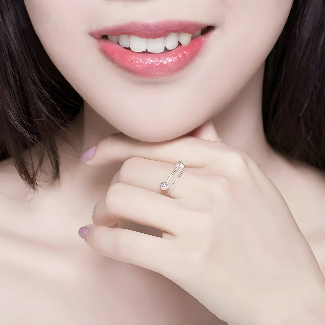 Anillo de Esfera <myexti><span>Plata de Ley 925, chapada en oro blanco - ajustable</span></myexti> - Imagen 2