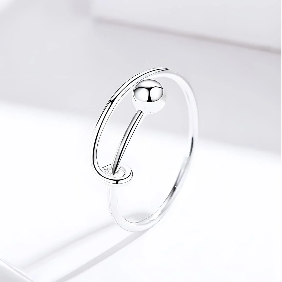 Anillo de Esfera <myexti><span>Plata de Ley 925, chapada en oro blanco - ajustable</span></myexti> - Imagen 3