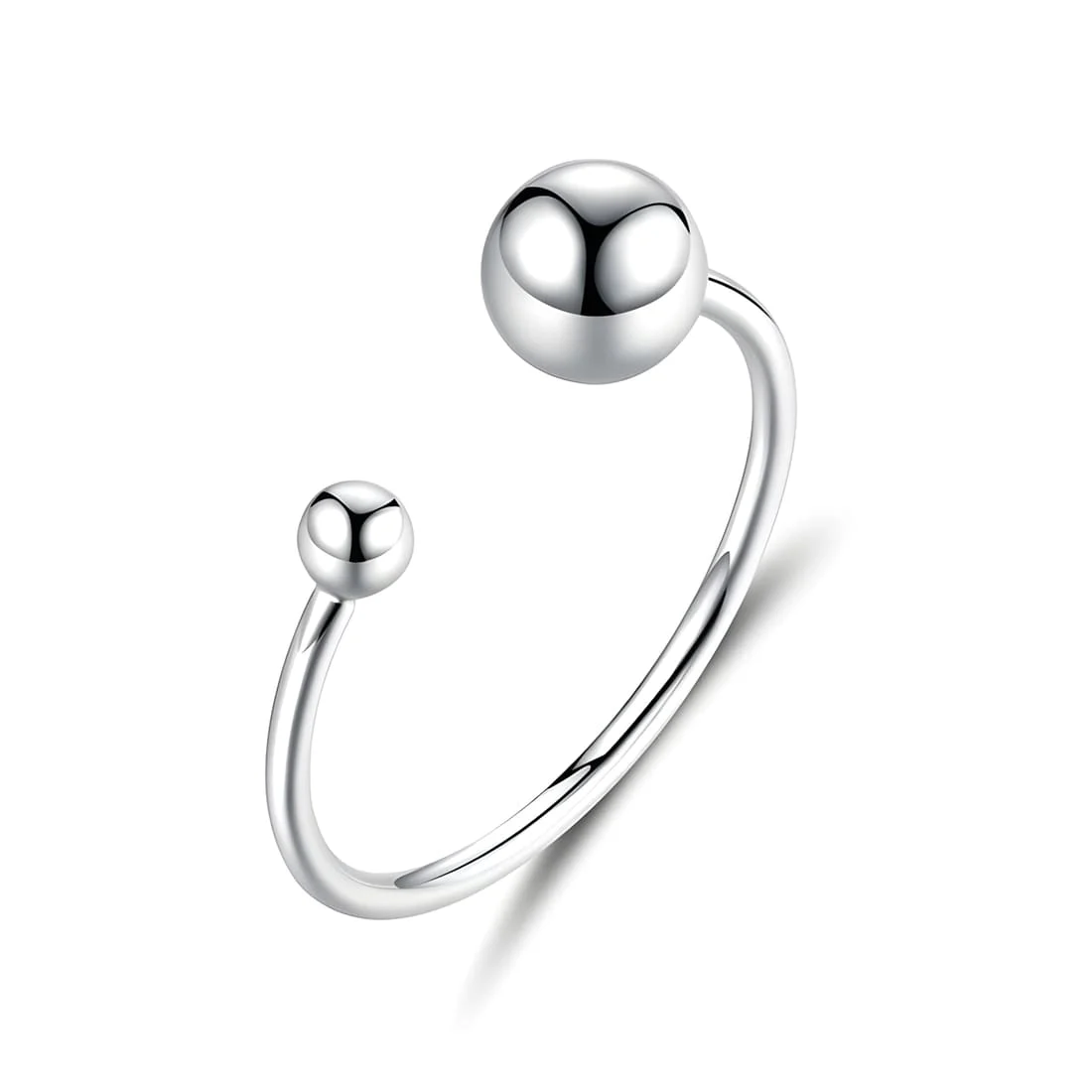 Anillo de Dos Esferas <myexti><span>Plata de Ley 925, chapada en oro blanco, en estilo minimalista - ajustable</span></myexti>
