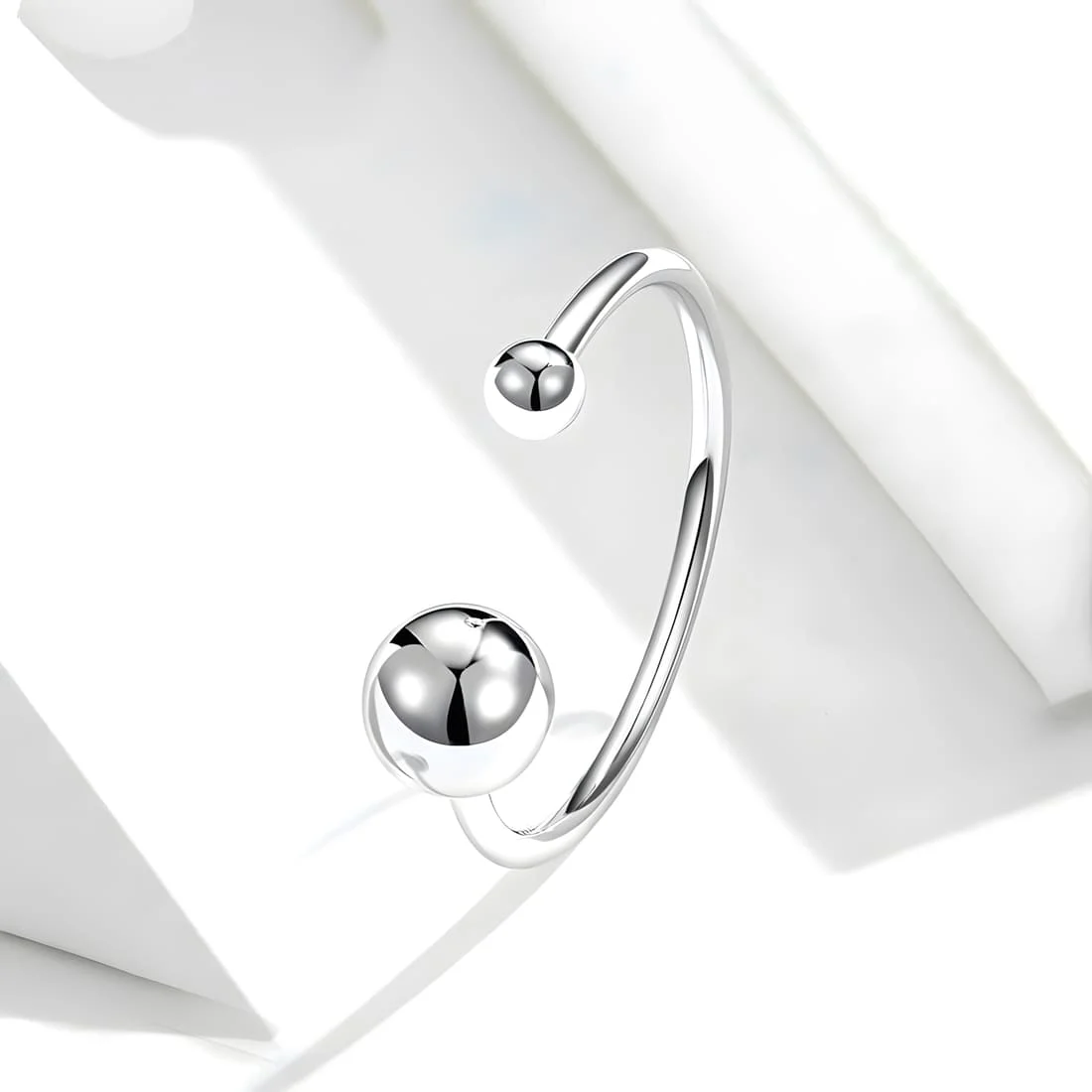 Anillo de Dos Esferas <myexti><span>Plata de Ley 925, chapada en oro blanco, en estilo minimalista - ajustable</span></myexti> - Imagen 3