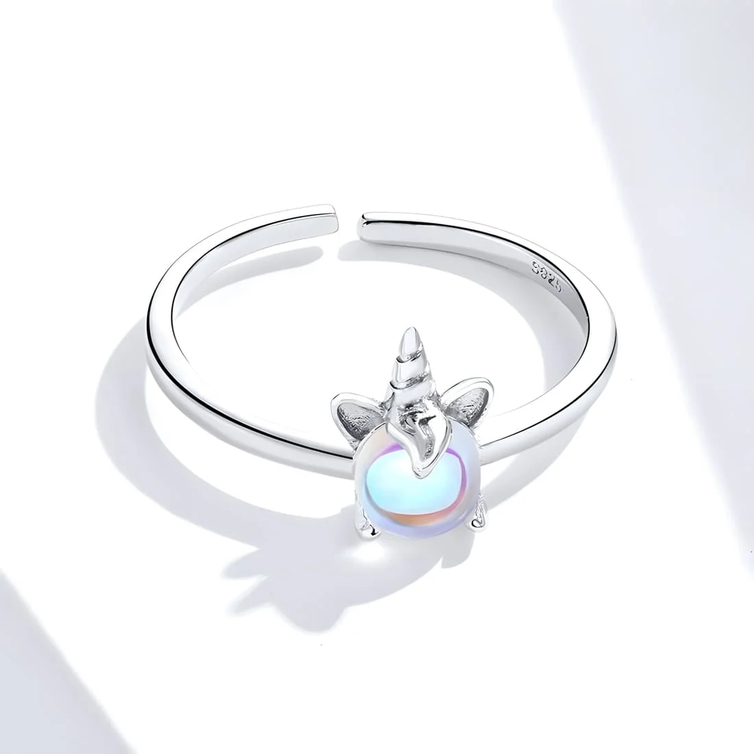 Anillo de Gato Unicornio <myexti><span>Plata de Ley 925, chapada en oro blanco, con ópalo - ajustable</span></myexti> - Imagen 4
