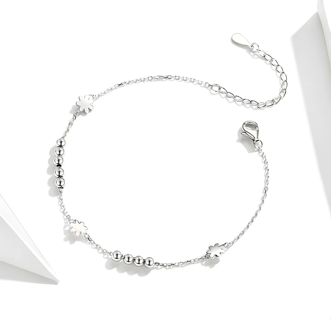Pulsera Margaritas <myexti><span>Plata de Ley 925, chapada en oro blanco, con cuentas y longitud ajustable</span></myexti> - Imagen 4