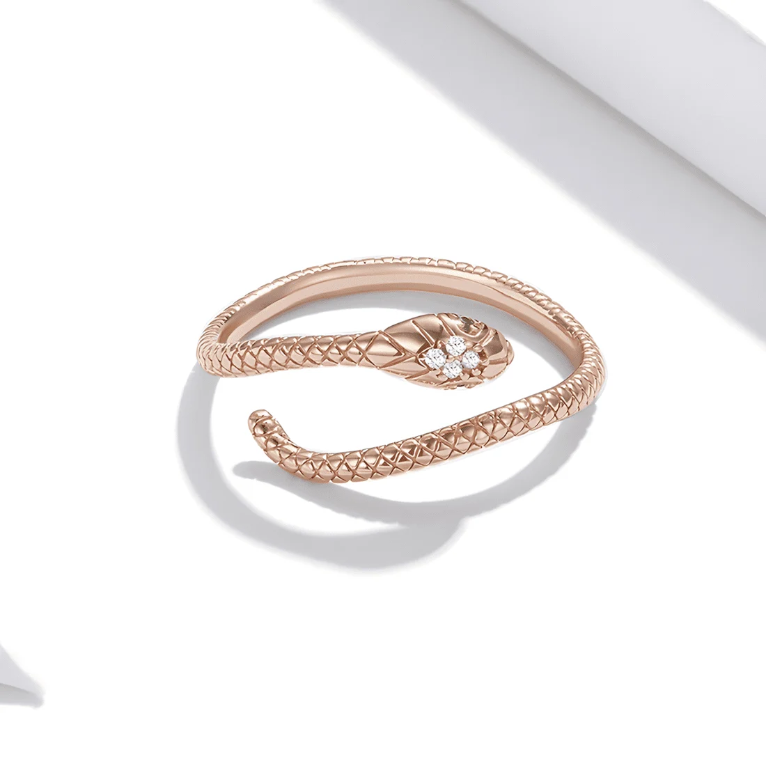 Anillo Serpiente Cobra <myexti><span>Plata de Ley 925, chapada en oro rosa, con circonitas blancas y verdes - ajustable</span></myexti> - Imagen 4