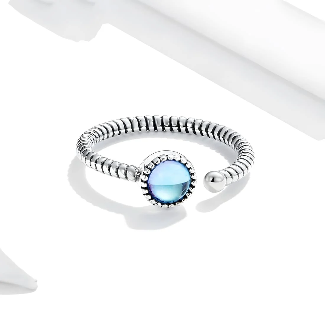 Anillo de Piedra Lunar <myexti><span>Plata de Ley 925, chapada en oro blanco, con piedra lunar - ajustable</span></myexti> - Imagen 3