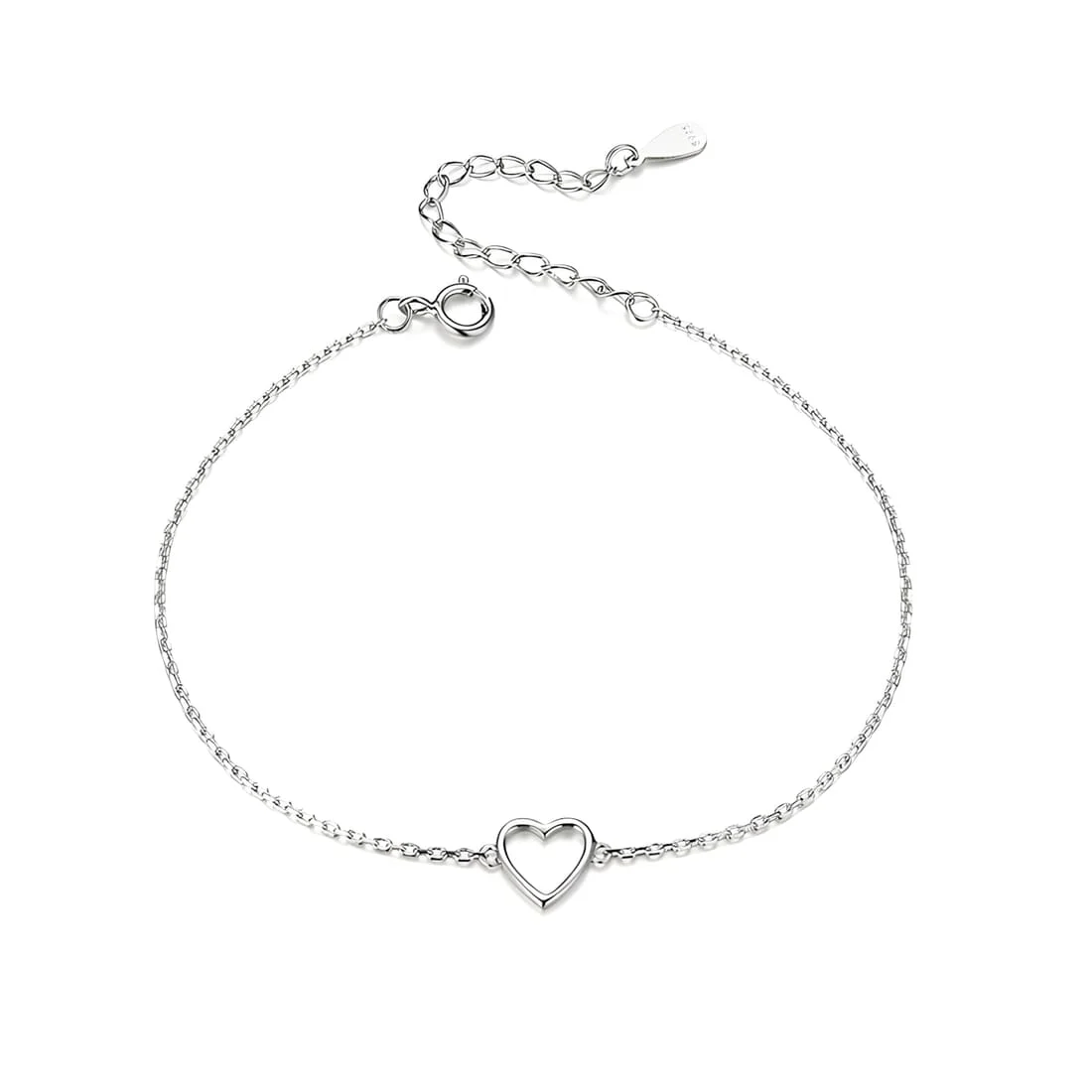 Pulsera Corazón Hueco <myexti><span>Plata de Ley 925, chapada en oro blanco, con longitud ajustable</span></myexti>