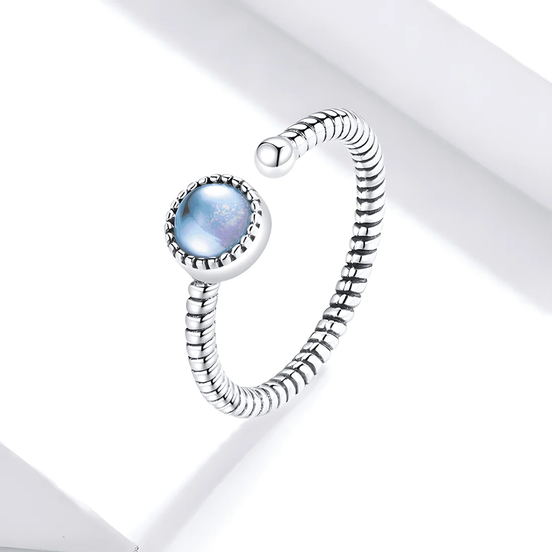 Anillo de Piedra Lunar <myexti><span>Plata de Ley 925, chapada en oro blanco, con piedra lunar - ajustable</span></myexti> - Imagen 4