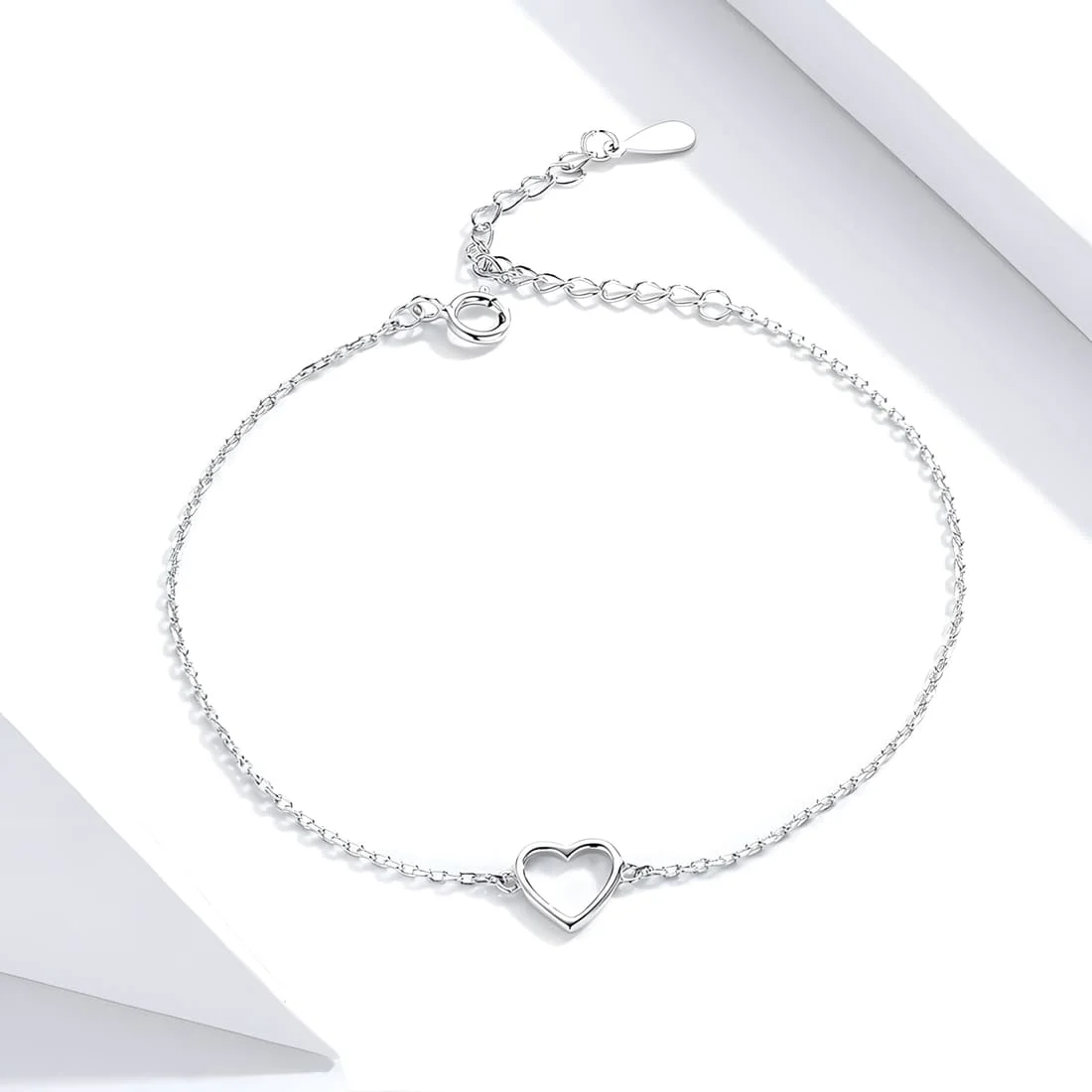 Pulsera Corazón Hueco <myexti><span>Plata de Ley 925, chapada en oro blanco, con longitud ajustable</span></myexti> - Imagen 3