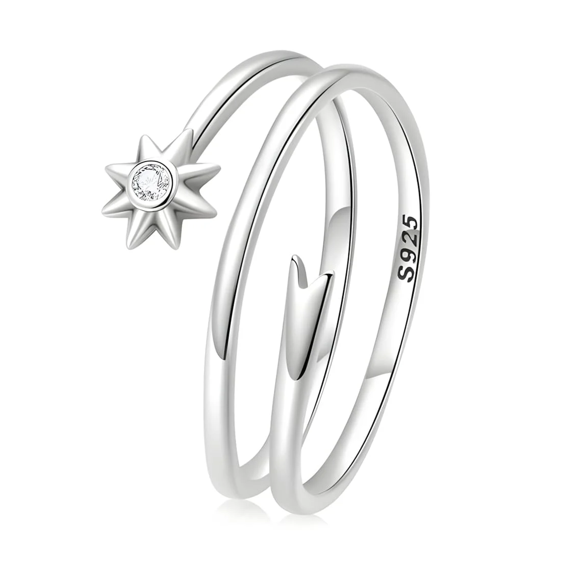 Anillo Estrella Cometa <myexti><span>Plata de Ley 925, chapada en oro blanco, con circonitas - ajustable</span></myexti> - Imagen 5