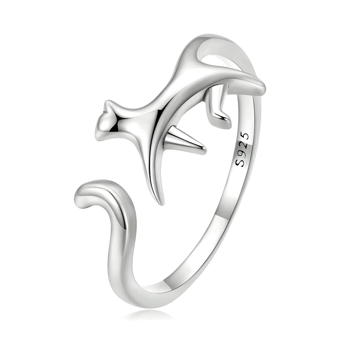 Anillo de Gato <myexti><span>Plata de Ley 925, chapada en oro blanco - ajustable</span></myexti>