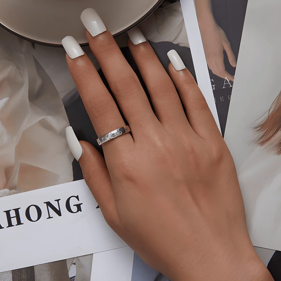 Anillo de Mariposas <myexti><span>Plata de Ley 925, chapada en oro blanco - ajustable</span></myexti> - Imagen 2