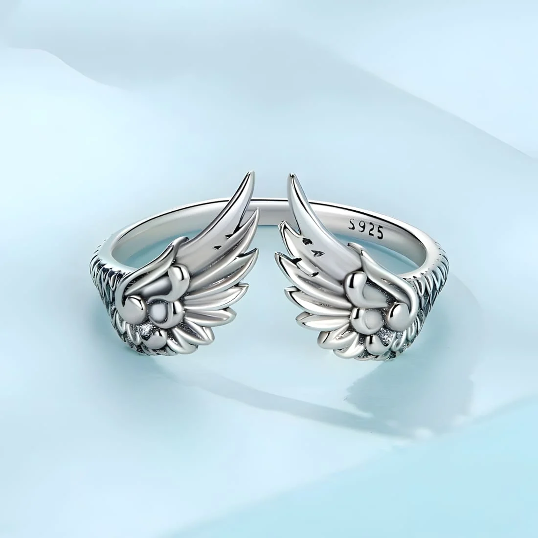 Anillo Alas de Ángel <myexti><span>Plata de Ley 925, chapada en oro blanco - ajustable</span></myexti> - Imagen 3