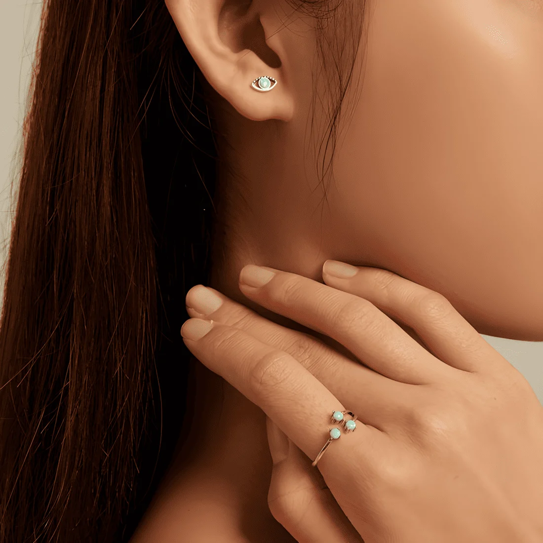 Anillo Triple de Ópalo <myexti><span>Plata de Ley 925, chapada en oro blanco, con tres piedras de ópalo - ajustable</span></myexti> - Imagen 2