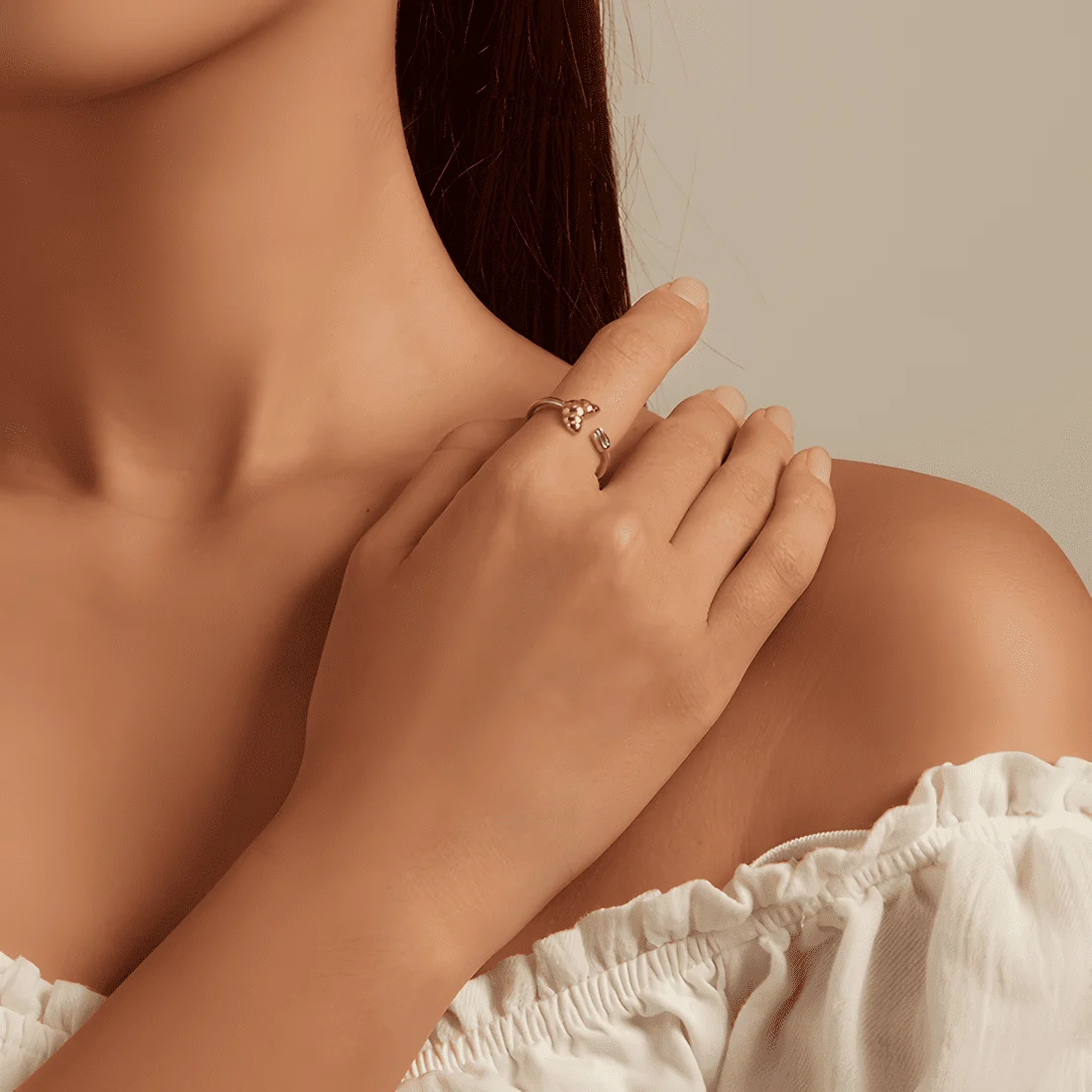 Anillo Croissant y Tenedor <myexti><span>Plata de Ley 925, chapada en oro blanco, con croissant chapado en oro amarillo - ajustable</span></myexti> - Imagen 5