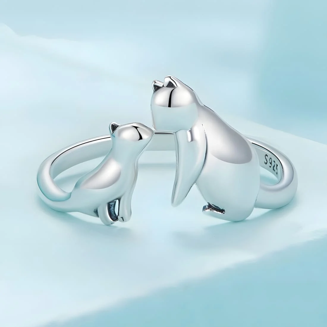 Anillo Mamá Gato <myexti><span>Plata de Ley 925, chapada en oro blanco - ajustable</span></myexti> - Imagen 3