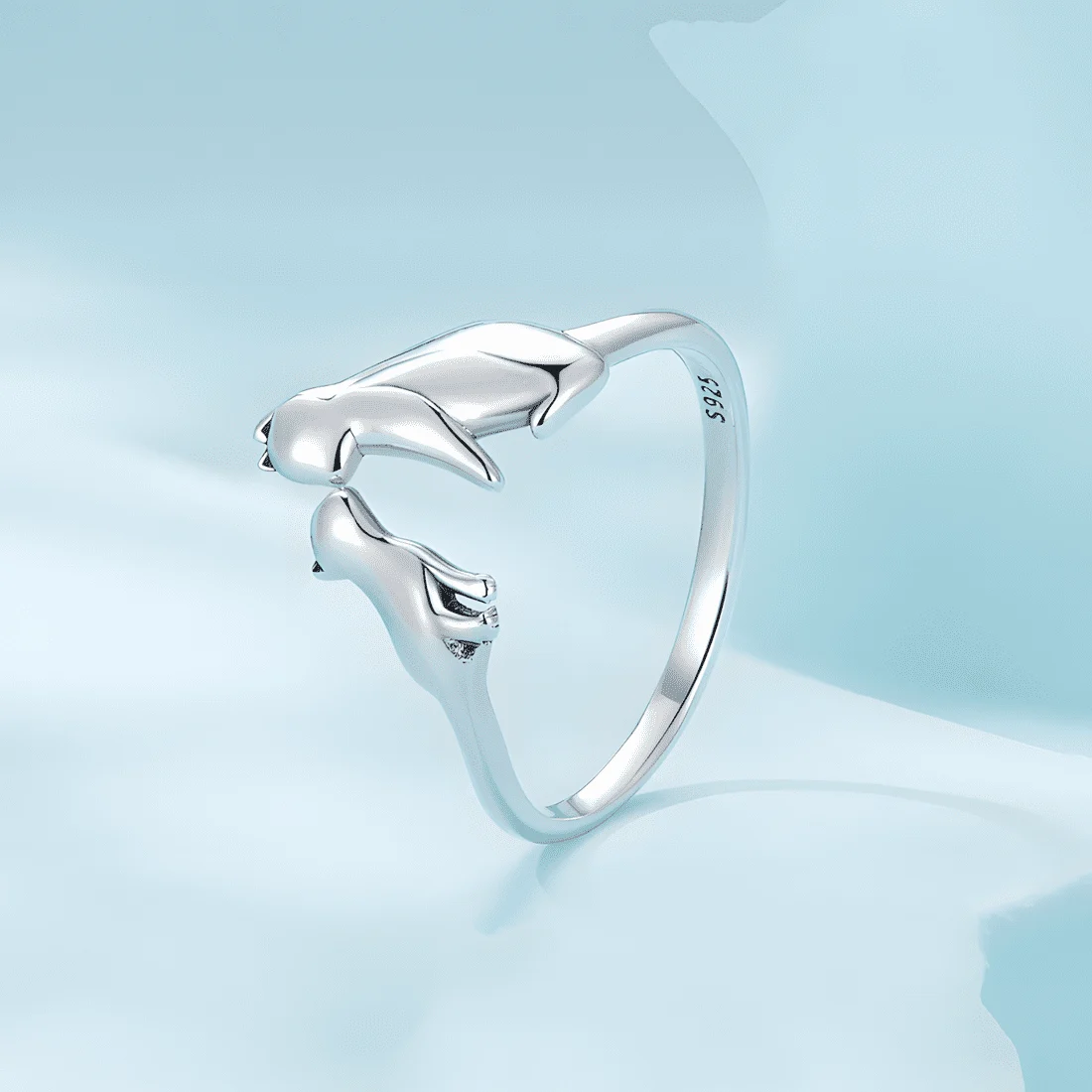 Anillo Mamá Gato <myexti><span>Plata de Ley 925, chapada en oro blanco - ajustable</span></myexti> - Imagen 4