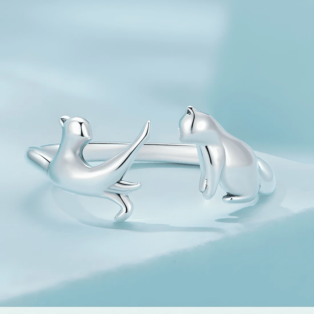 Anillo Gatos Juguetones <myexti><span>Plata de Ley 925, chapada en oro blanco - ajustable</span></myexti> - Imagen 4