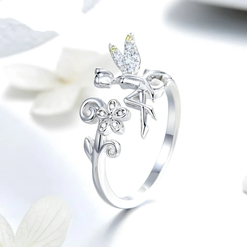 Anillo de Hada <myexti><span>Plata de Ley 925, chapada en oro blanco, con circonitas - ajustable</span></myexti> - Imagen 4