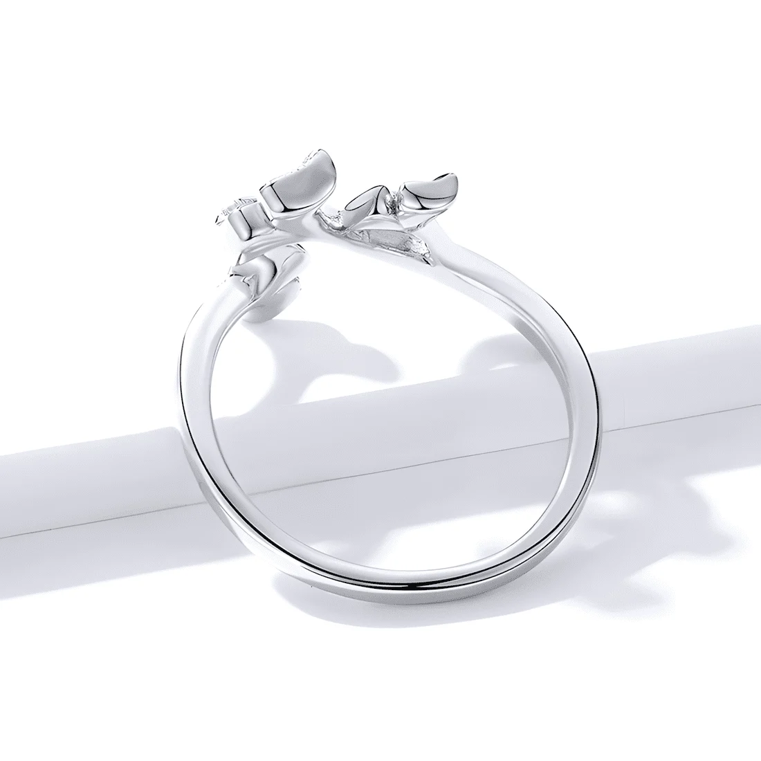 Anillo de Hojas de Ginkgo <myexti><span>Plata de Ley 925, chapada en oro blanco - ajustable</span></myexti> - Imagen 5