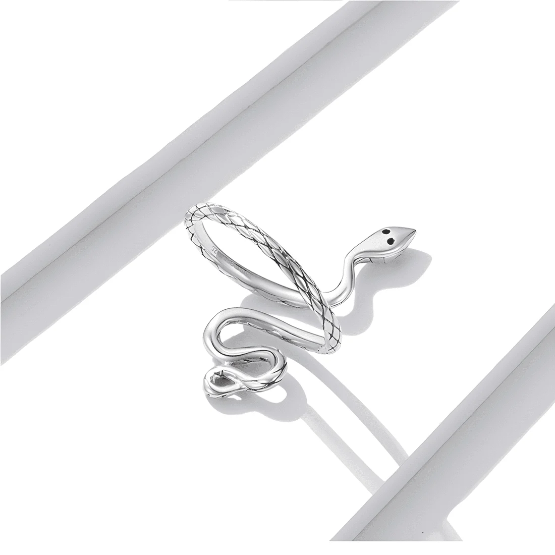 Anillo de Serpiente Pitón <myexti><span>Plata de Ley 925, chapada en oro blanco, con circonitas verdes - ajustable</span></myexti> - Imagen 5