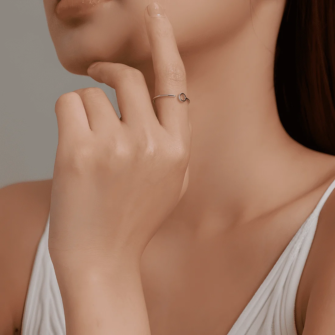 Anillo Circular <myexti><span>Plata de Ley 925, chapada en oro blanco - ajustable</span></myexti> - Imagen 2