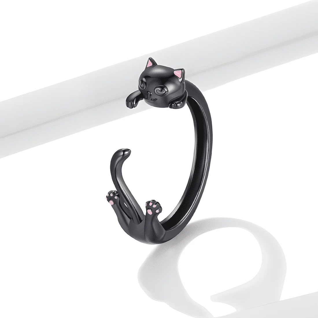 Anillo de Gato Negro <myexti><span>Plata de Ley 925, chapada en negro, con detalles esmaltados - ajustable</span></myexti> - Imagen 3