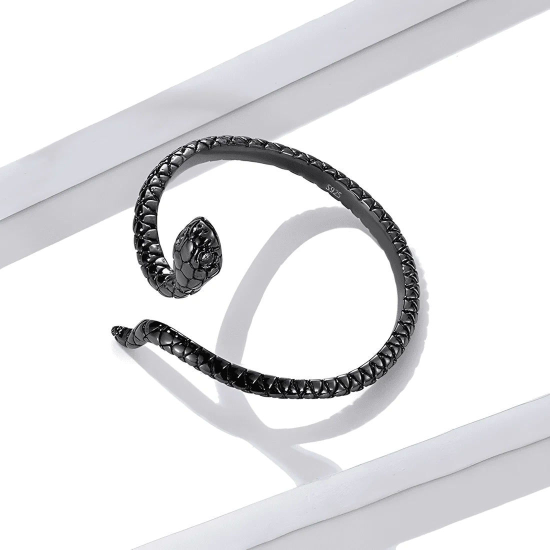 Anillo de Serpiente Negra <myexti><span>Plata de Ley 925, chapada en negro, con circonitas púrpuras - ajustable</span></myexti> - Imagen 5