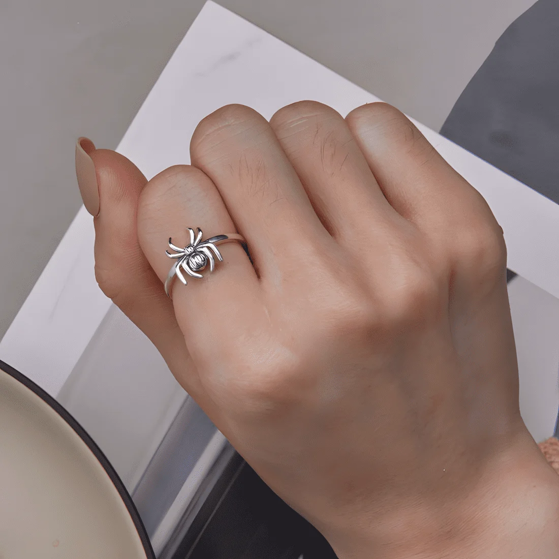 Anillo de Araña <myexti><span>Plata de Ley 925, chapada en oro blanco - ajustable</span></myexti> - Imagen 2