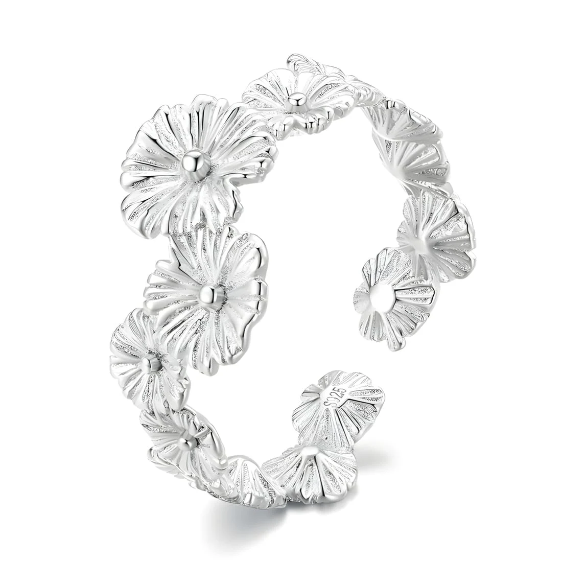 Anillo de Margaritas <myexti><span>Plata de Ley 925, chapada en oro blanco - ajustable</span></myexti>