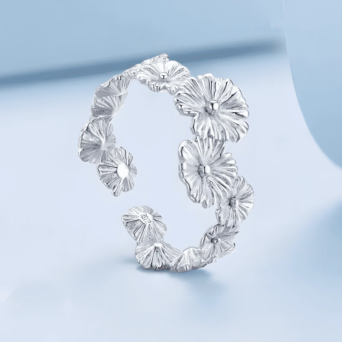 Anillo de Margaritas <myexti><span>Plata de Ley 925, chapada en oro blanco - ajustable</span></myexti> - Imagen 4