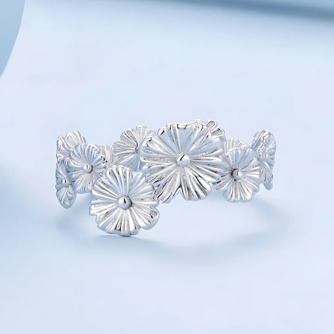 Anillo de Margaritas <myexti><span>Plata de Ley 925, chapada en oro blanco - ajustable</span></myexti> - Imagen 5