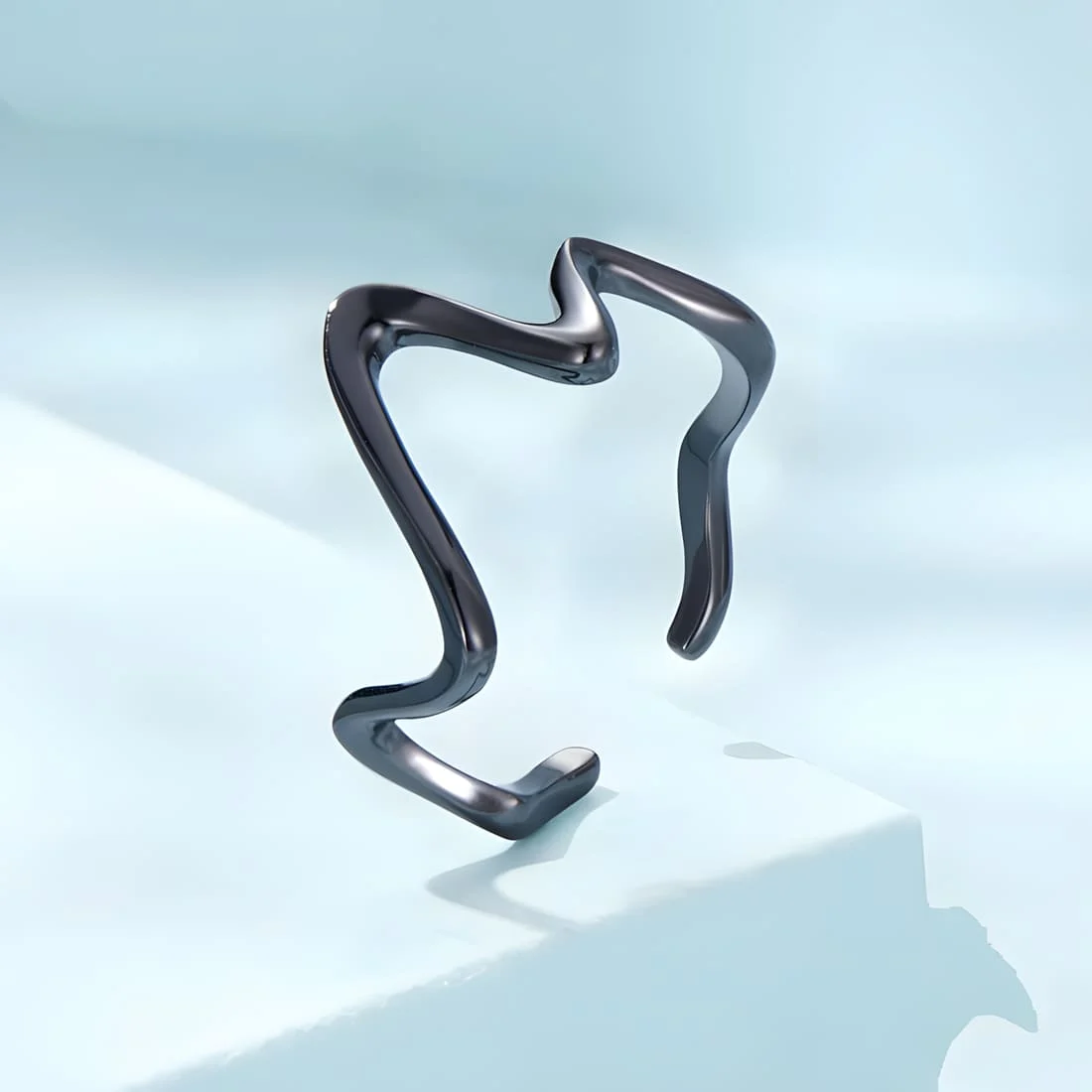 Anillo ECG <myexti><span>Plata de Ley 925, chapada en negro - ajustable</span></myexti> - Imagen 3