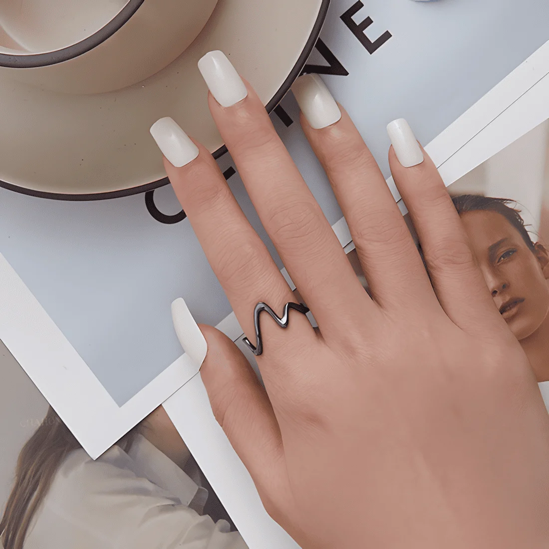 Anillo ECG <myexti><span>Plata de Ley 925, chapada en negro - ajustable</span></myexti> - Imagen 5