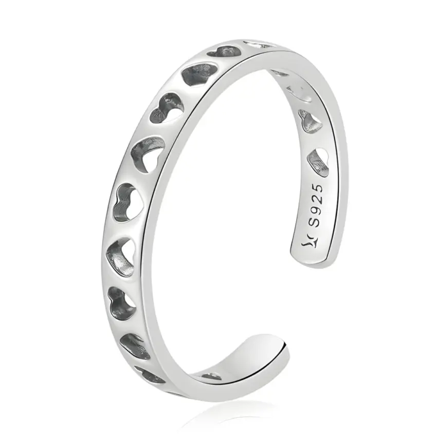 Anillo de Corazones Pequeños <myexti><span>Plata de Ley 925, chapada en oro blanco - ajustable</span></myexti>