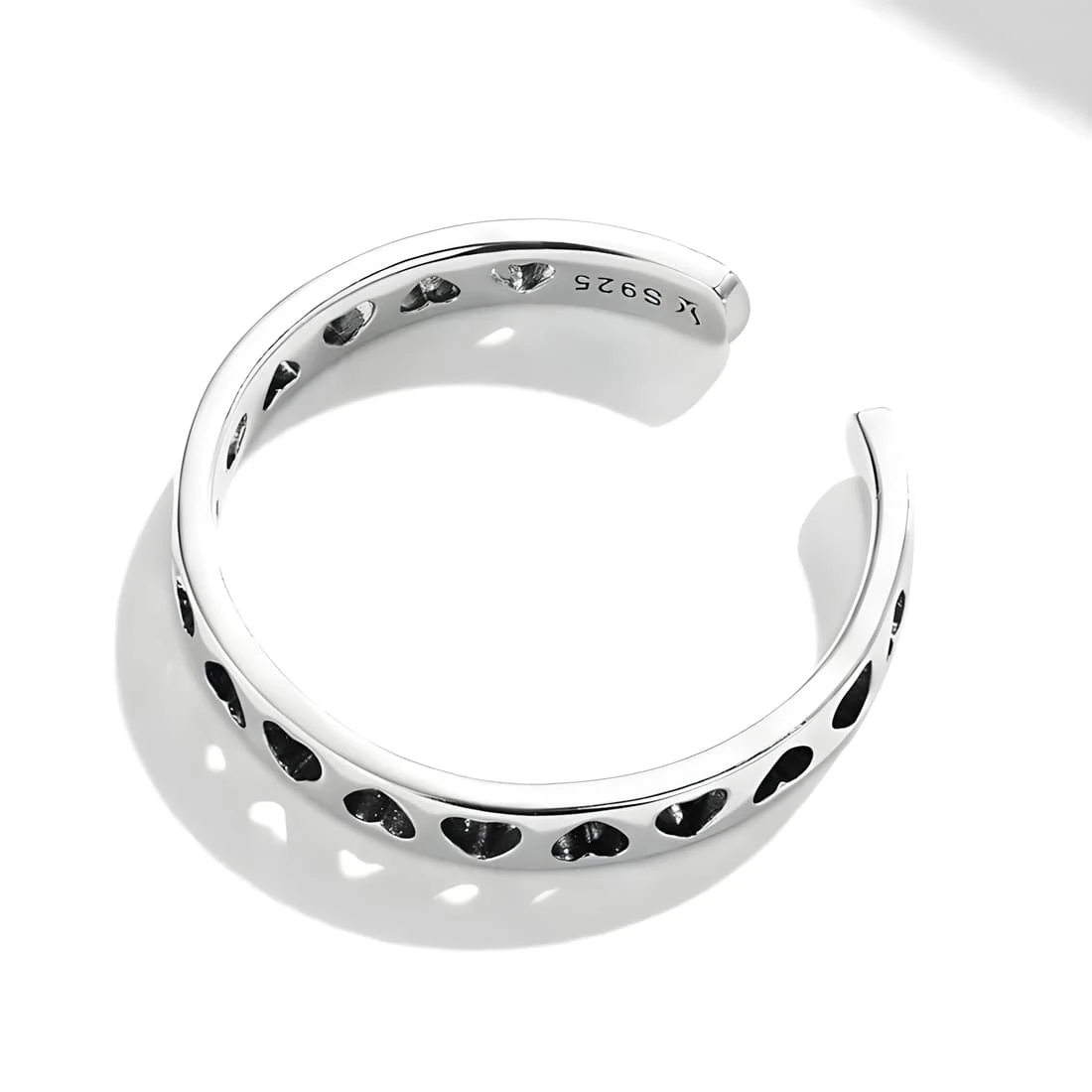 Anillo de Corazones Pequeños <myexti><span>Plata de Ley 925, chapada en oro blanco - ajustable</span></myexti> - Imagen 4